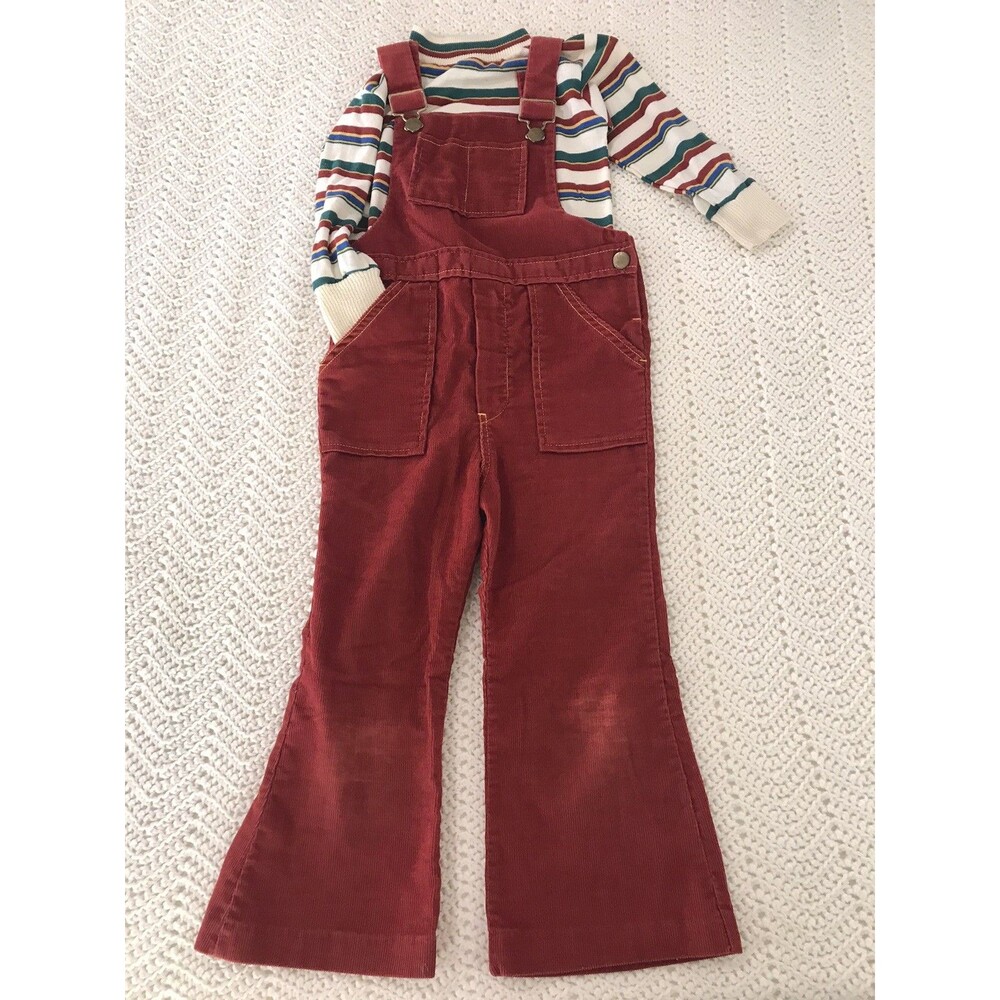 VTG 79’s Health Tex Kids Size 5 Shirt And Bell Bottom Overalls Outfit